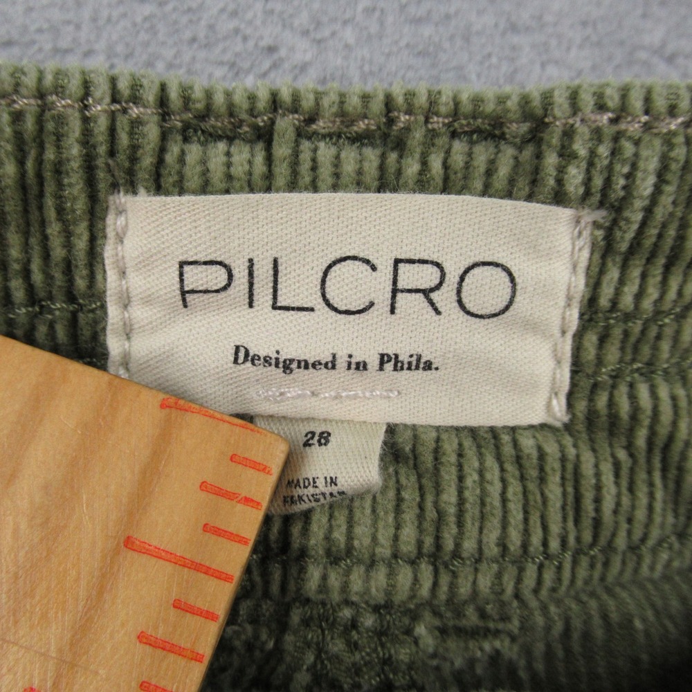 Pilcro Corduroy Pants Women 28 Green High Rise Straight Leg Utility Cargo Pocket - Picture 2 of 12